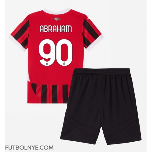 Camiseta AC Milan Tammy Abraham #90 Primera Equipación para niños 2024-25 manga corta (+ pantalones cortos)